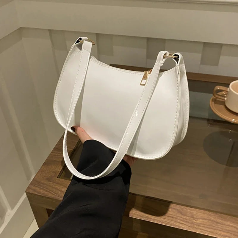 Retro Color PU Leather Shoulder Bag Womens Casual Handbag
