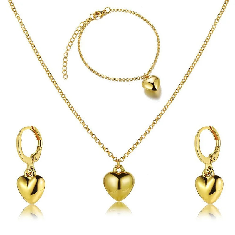 3 Piece Round Pearl Jewelry Set Earrings Pendant Necklace
