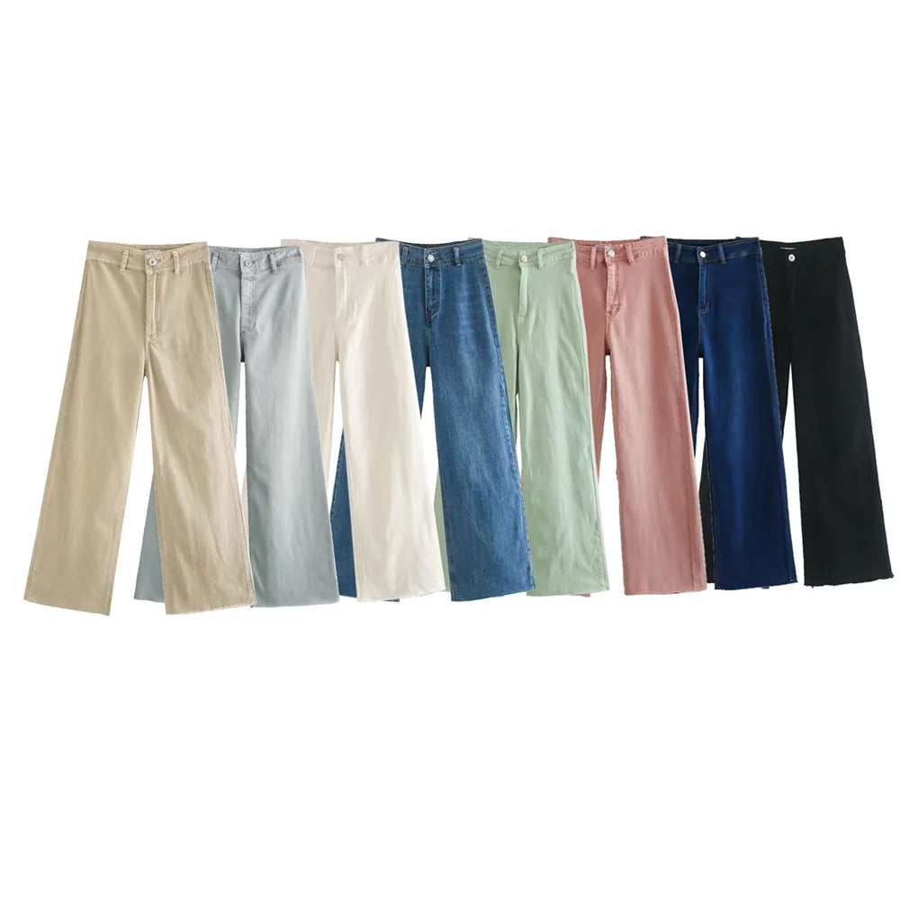 New Womens High Waist Straight Wide Leg Jeans 2023 Fashion