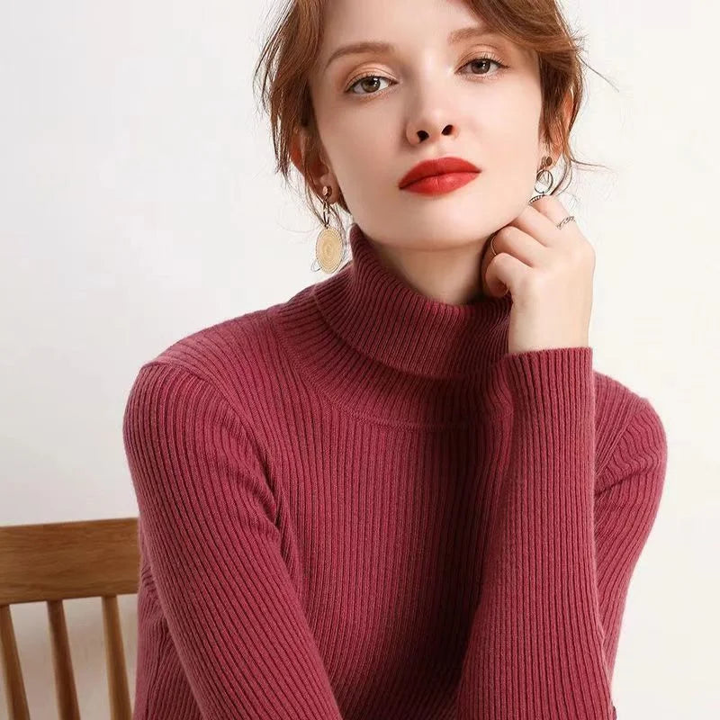 Autumn Winter Thick Women Sweater Long Sleeve Turtleneck