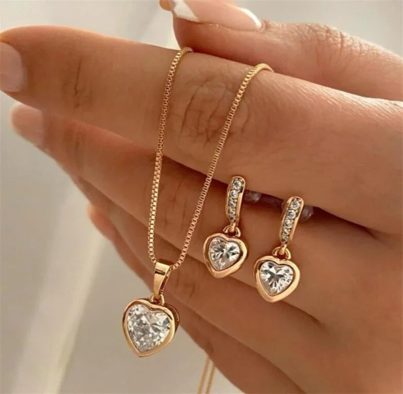 3 Piece Round Pearl Jewelry Set Earrings Pendant Necklace
