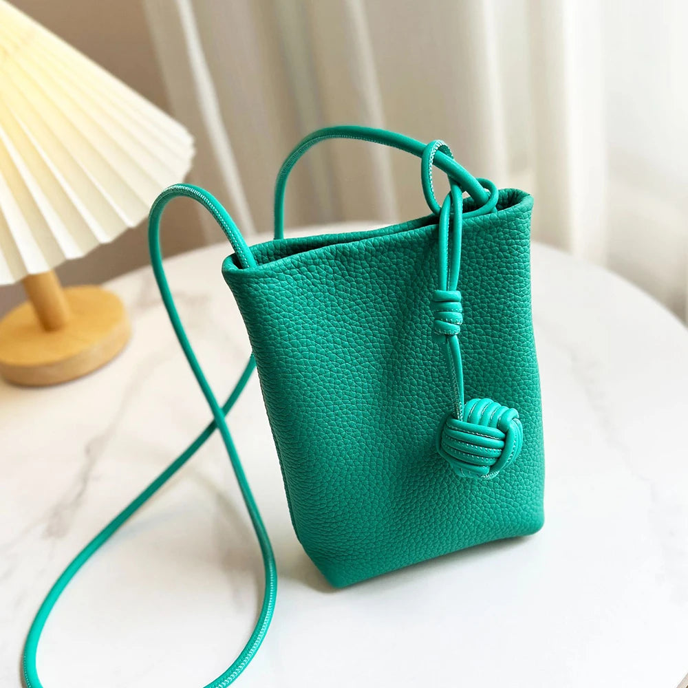 Genuine Leather Crossbody Bag Custom Initials Handwoven