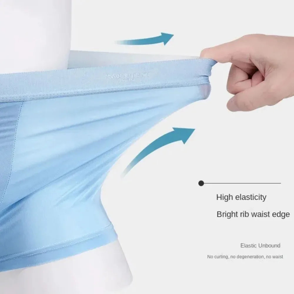Mens Ice Silk Boxer Shorts Breathable Underwear 4pc L6XL