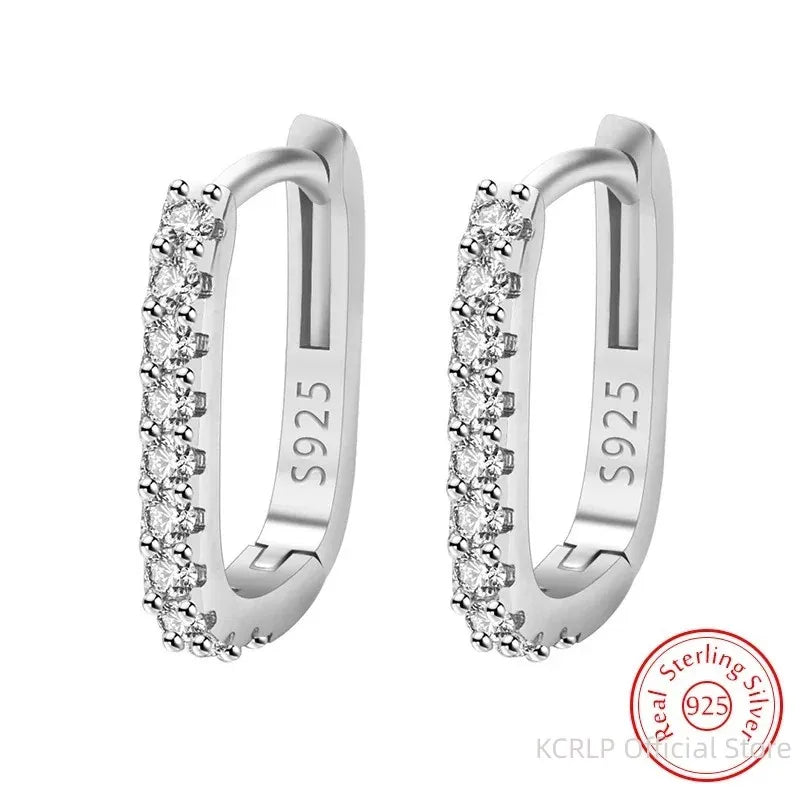 Sterling Silver Crystal Circle Hoop Earrings Wedding Gift