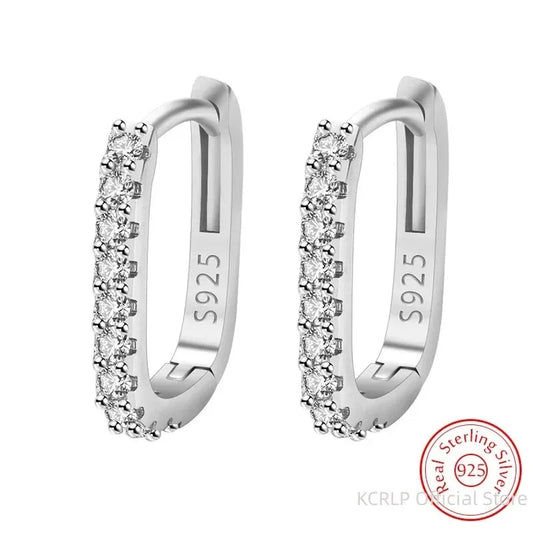 Sterling Silver Crystal Circle Hoop Earrings Wedding Gift