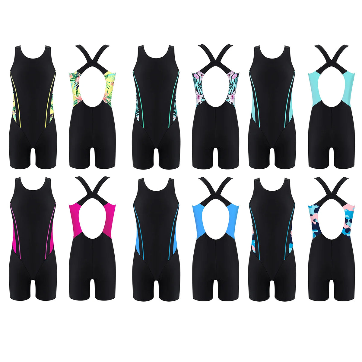 Girls Sleeveless Rashguard One Piece Swimsuit Jumpsuit