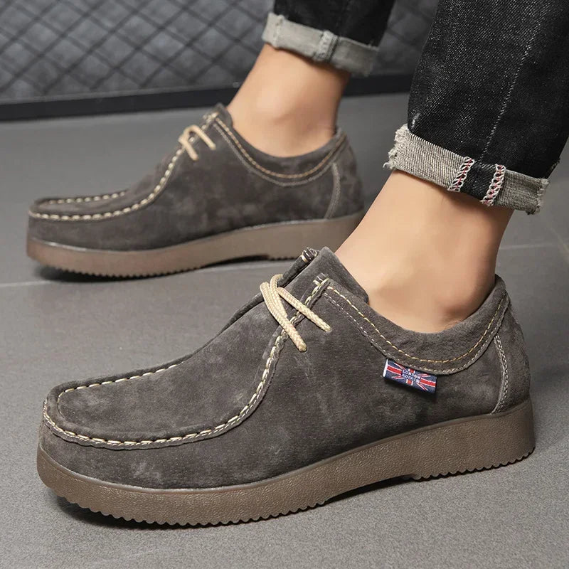 Autumn Men Casual Suede Leather Lace Up Sneakers Comfort