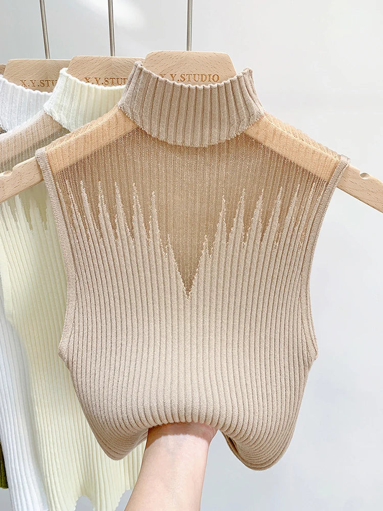 Mesh Knitted Tank Top Women Y2K Sleeveless Chic Streetwear