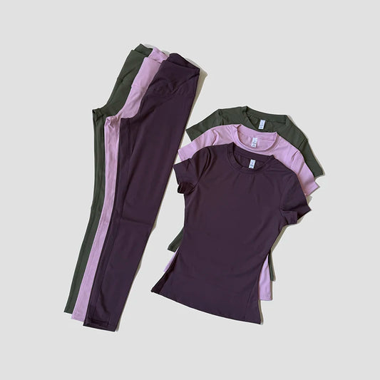 Yoga Set Women Sportswear Crop Top Legging Gym Outfit