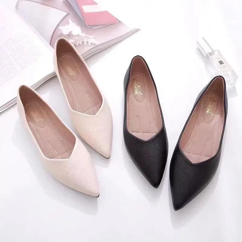 Spring Women Flat Shoes Pointed Toe Loafers Soft Bottom