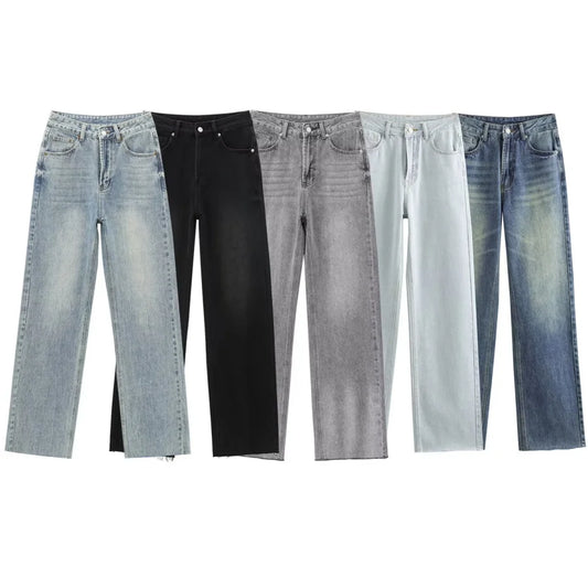 Traf Wide Leg High Waisted Jeans For Women Five Pockets