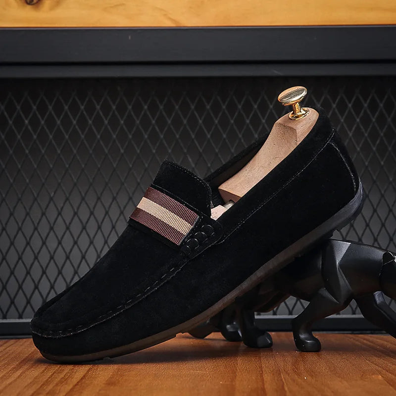 Spring Men Suede Loafers Casual Driving Shoes Moccasins