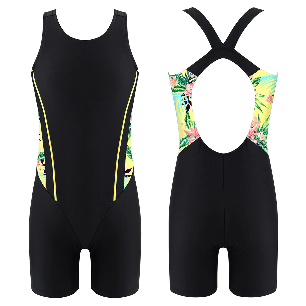 Girls Sleeveless Rashguard One Piece Swimsuit Jumpsuit