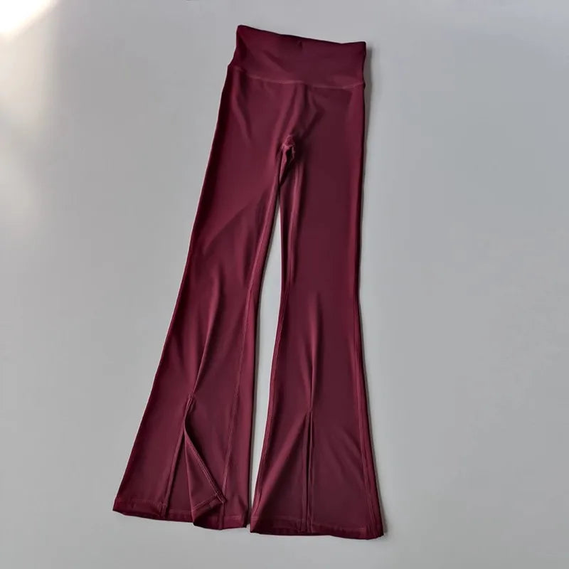 Womens Gym Leggings High Waist Yoga Breathable Bell Bottoms