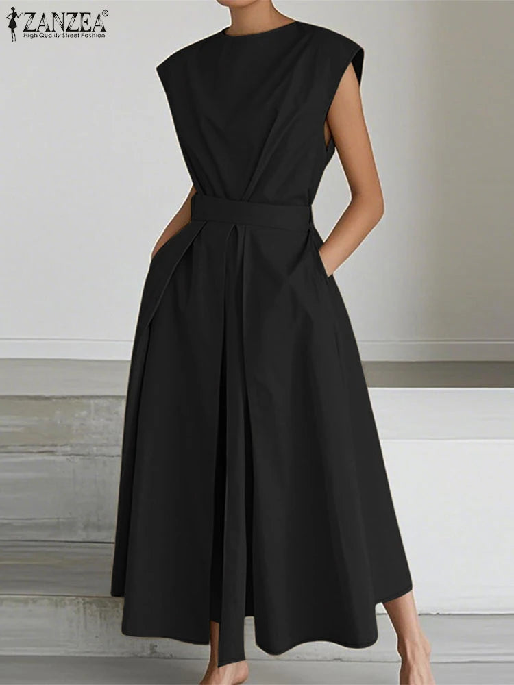 Elegant Summer Polyester Shirt Dress With High Waist Midi