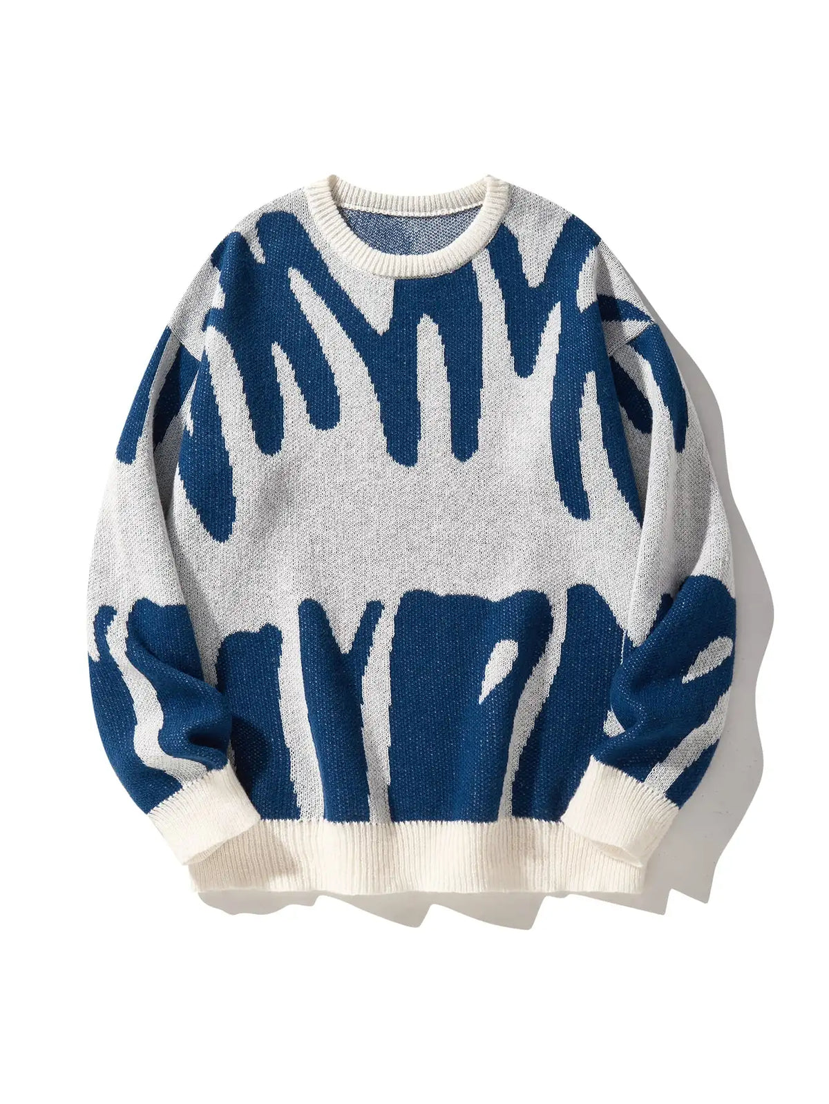Autumn Winter Irregular Jacquard Pullover Sweater For Men