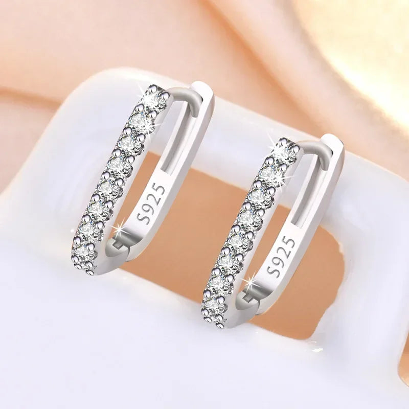 Sterling Silver Crystal Circle Hoop Earrings Wedding Gift