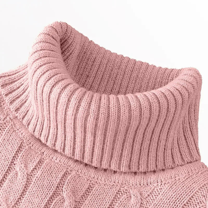 Autumn Mens Long Sleeve Knitted Sweater Slim Fit Turtleneck