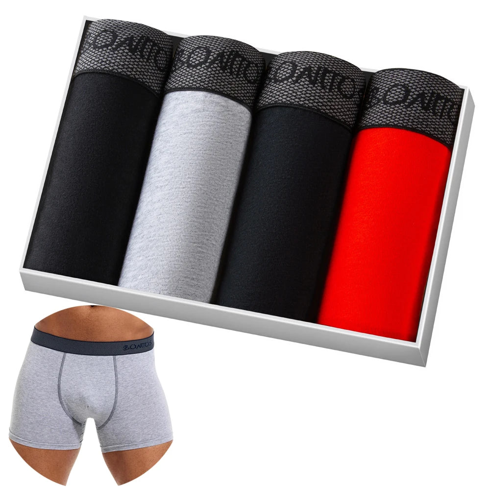 4 Pack Mens Boxer Shorts Cotton Underwear Set Soft Comfort
